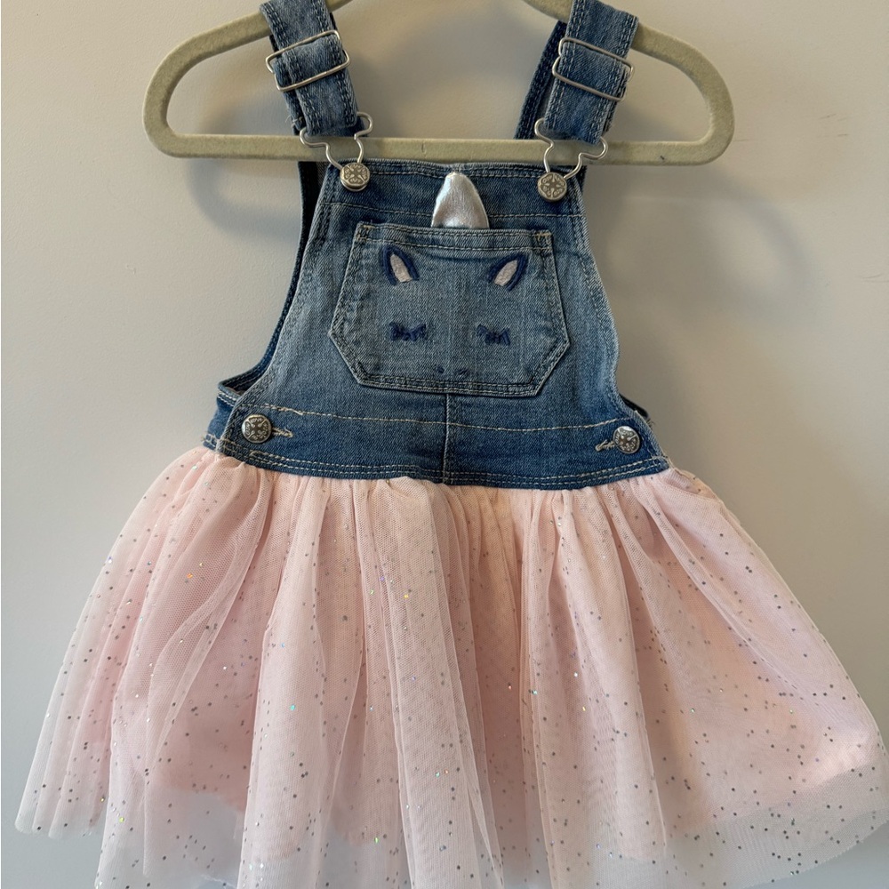 OshKosh B'gosh Blue and Pink Tulle Overalls